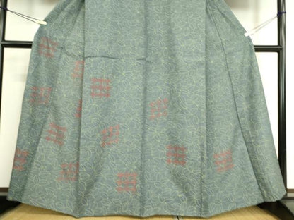 平和屋着物▽訪問着　紬地　単衣　舞花文　正絹　逸品　DAAS0131az