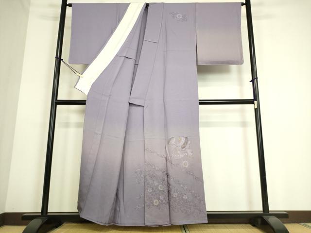 平和屋着物▽中国三大刺繍　相良刺繍　総刺繍　訪問着　単衣　洋花唐草文　暈し染め　金糸　正絹　逸品　未使用　DAAS0133az