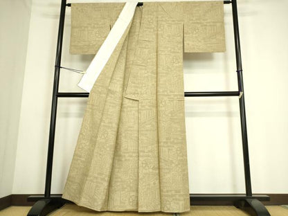 平和屋着物▽本場結城紬 重要無形文化財 単衣 鼓文 80亀甲 正絹 逸品 DAAS0134az