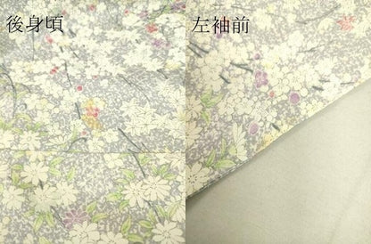 平和屋着物▽上質な小紋　単衣　枝花文　正絹　逸品　DAAS0135az