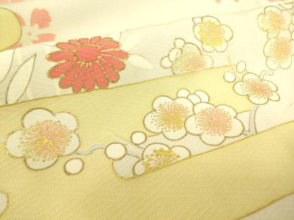 平和屋着物▽訪問着 単衣 霞吉祥花文 金彩 正絹 逸品 DAAS0137az