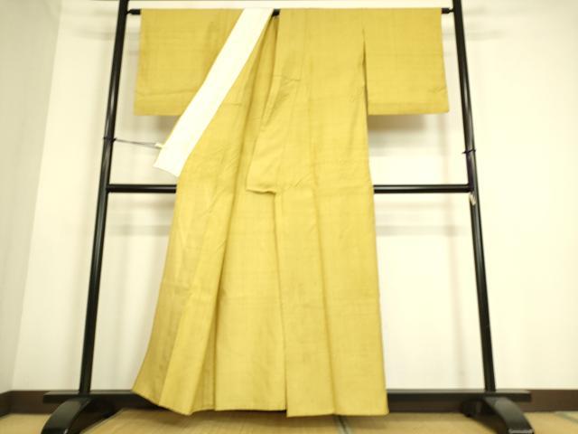 平和屋着物▽上質な紬 単衣 玉蜀黍色 正絹 逸品 DAAS0141az