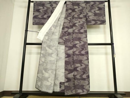 平和屋着物▽上質な小紋　単衣　流水花文　正絹　逸品　DAAS0150az