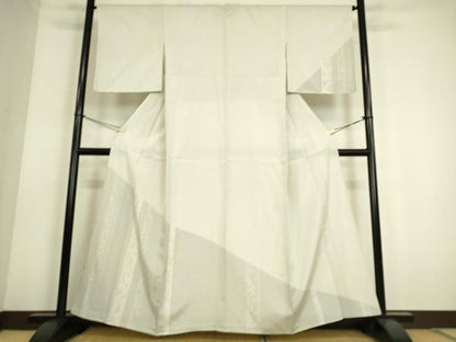 平和屋着物▽本塩沢 訪問着 単衣 枝葉文 正絹 逸品 DAAS0151az