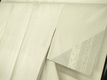 平和屋着物▽本塩沢 訪問着 単衣 枝葉文 正絹 逸品 DAAS0151az