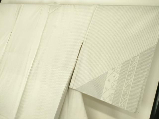 平和屋着物▽本塩沢 訪問着 単衣 枝葉文 正絹 逸品 DAAS0151az