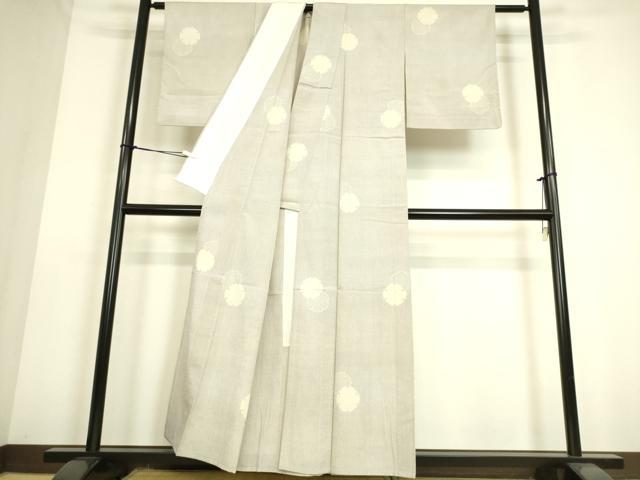 平和屋着物▽本塩沢　単衣　雪輪重ね文　正絹　逸品　DAAS0152az