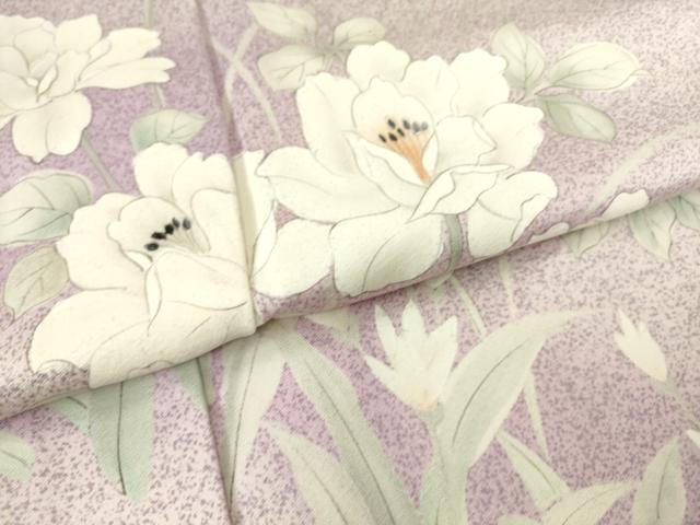 平和屋着物▽訪問着 単衣 草花文 手描き 正絹 逸品 DAAS0154az