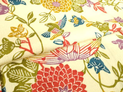 平和屋着物▽上質な小紋　単衣　型染　飛鳥花文　正絹　逸品　DAAS0157az