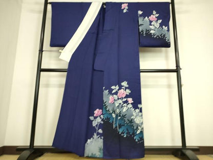 平和屋着物▽訪問着 単衣 草花シルエット 正絹 逸品 DAAS0171az