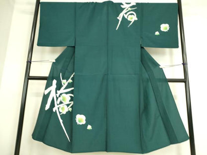 平和屋着物▽男性　訪問着　単衣　踊り　舞台衣装　梅　洗える着物　DAAS0178sz