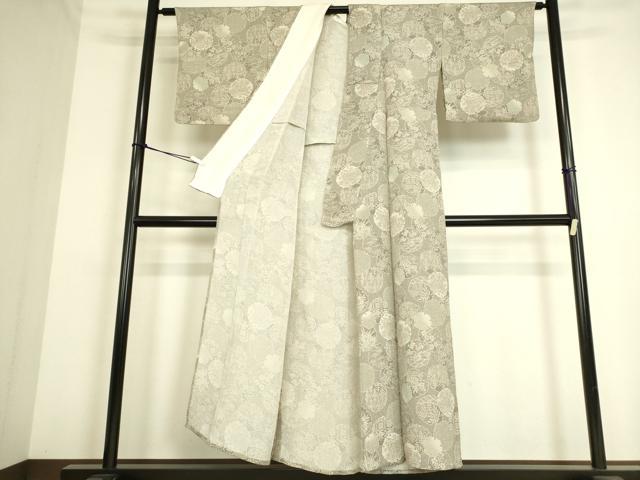 平和屋着物▽上質な小紋 単衣 雪輪花文 鬼しぼ縮緬 正絹 逸品 DAAS0181az