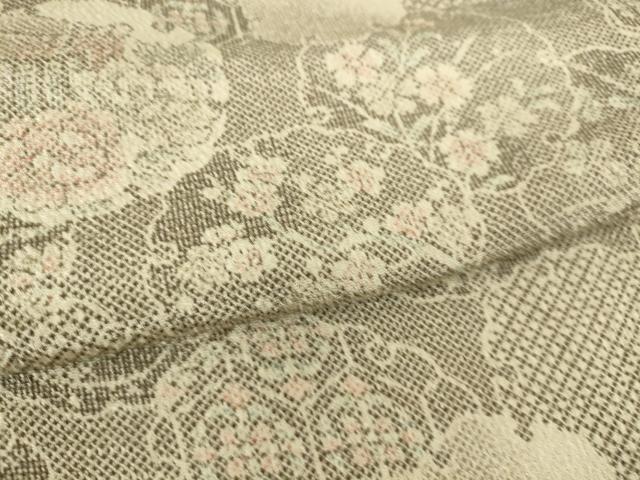 平和屋着物▽上質な小紋 単衣 雪輪花文 鬼しぼ縮緬 正絹 逸品 DAAS0181az