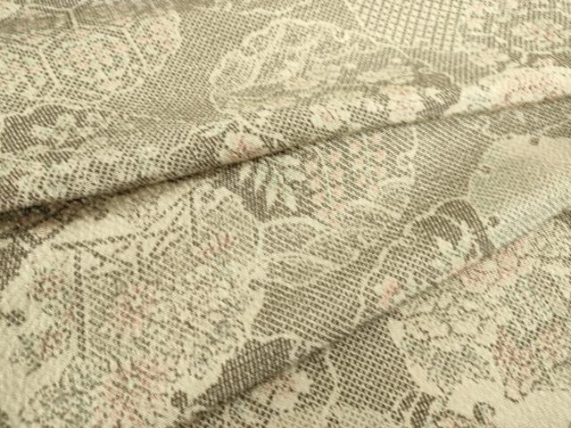 平和屋着物▽上質な小紋 単衣 雪輪花文 鬼しぼ縮緬 正絹 逸品 DAAS0181az