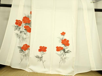 平和屋着物▽訪問着 単衣 牡丹文 手描き 正絹 逸品 DAAS0187az