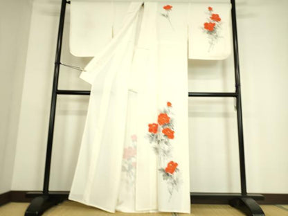 平和屋着物▽訪問着 単衣 牡丹文 手描き 正絹 逸品 DAAS0187az
