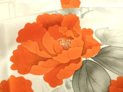平和屋着物▽訪問着 単衣 牡丹文 手描き 正絹 逸品 DAAS0187az