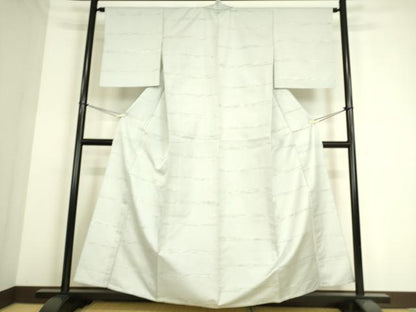 平和屋着物▽上質な紬 単衣 横段文 正絹 逸品 DAAS0189az