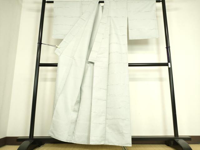 平和屋着物▽上質な紬 単衣 横段文 正絹 逸品 DAAS0189az