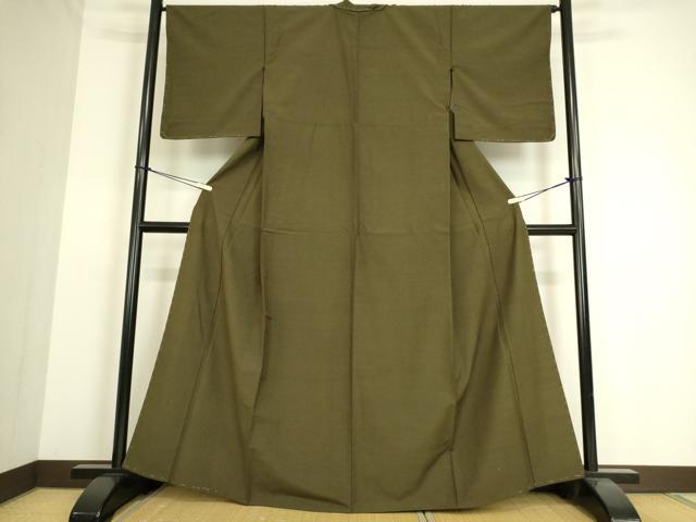 平和屋着物▽上質な紬 単衣 媚茶色 正絹 逸品 DAAS0190az