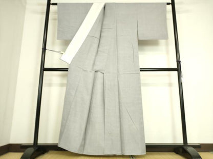 平和屋着物▽本場結城紬 重要無形文化財 単衣 霞色 正絹 逸品 DAAS0192az