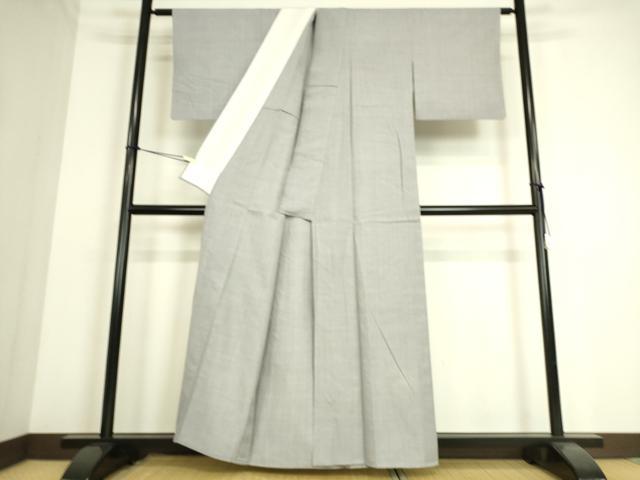 平和屋着物▽本場結城紬 重要無形文化財 単衣 霞色 正絹 逸品 DAAS0192az
