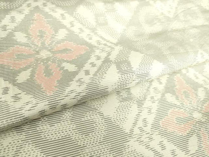 平和屋着物▽本場大島紬 白大島 単衣 菱花文 正絹 逸品 DAAS0194az