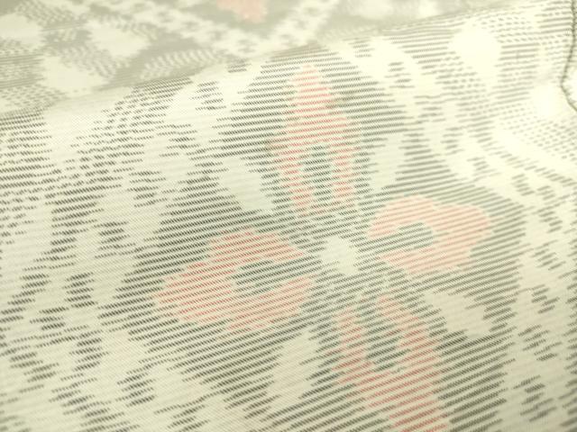 平和屋着物▽本場大島紬 白大島 単衣 菱花文 正絹 逸品 DAAS0194az