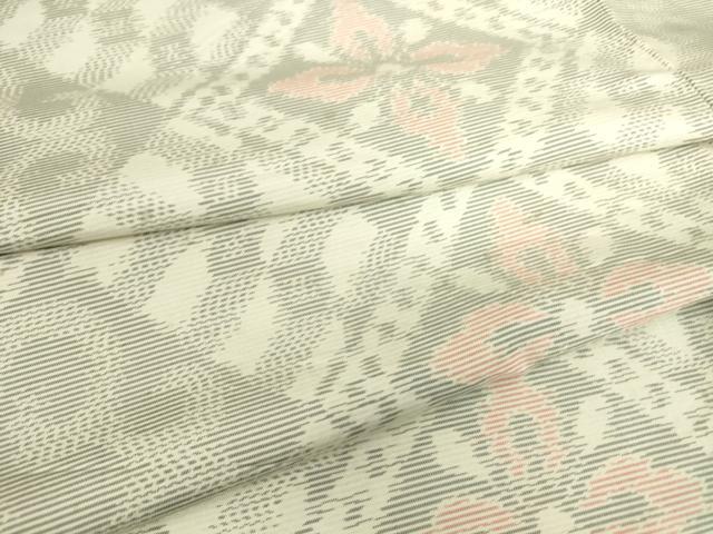平和屋着物▽本場大島紬 白大島 単衣 菱花文 正絹 逸品 DAAS0194az