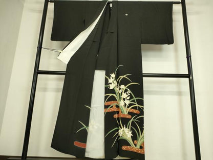 平和屋着物▽豪華黒留袖 単衣 友禅 霞花文 金彩 正絹 逸品 DAAS0195az