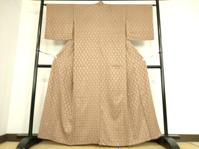 平和屋着物▽上質な小紋 単衣 格子立涌菊地紋 正絹 逸品 DAAS0196az