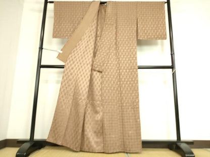 平和屋着物▽上質な小紋 単衣 格子立涌菊地紋 正絹 逸品 DAAS0196az