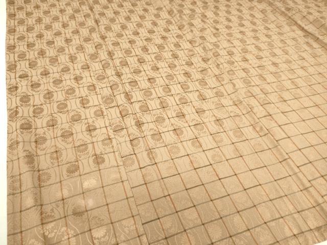 平和屋着物▽上質な小紋 単衣 格子立涌菊地紋 正絹 逸品 DAAS0196az