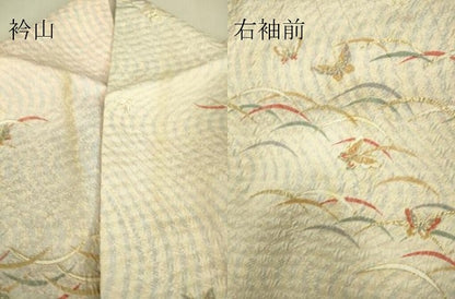 平和屋着物▽上質な小紋 単衣 芝に舞蝶 金彩 正絹 逸品 DAAS0199az
