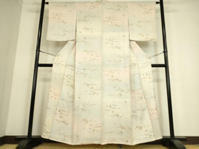 平和屋着物▽上質な小紋 単衣 芝に舞蝶 金彩 正絹 逸品 DAAS0199az