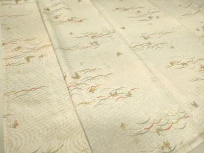 平和屋着物▽上質な小紋 単衣 芝に舞蝶 金彩 正絹 逸品 DAAS0199az