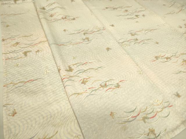 平和屋着物▽上質な小紋 単衣 芝に舞蝶 金彩 正絹 逸品 DAAS0199az