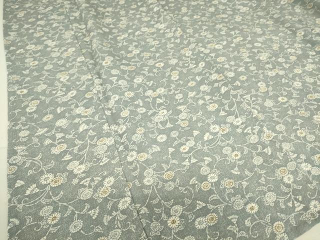平和屋着物▽上質な小紋 単衣 菊唐草文 鬼しぼ縮緬 正絹 逸品 DAAS0200az