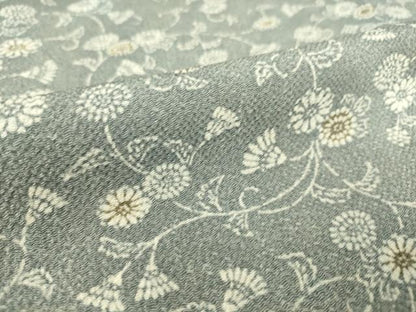 平和屋着物▽上質な小紋 単衣 菊唐草文 鬼しぼ縮緬 正絹 逸品 DAAS0200az