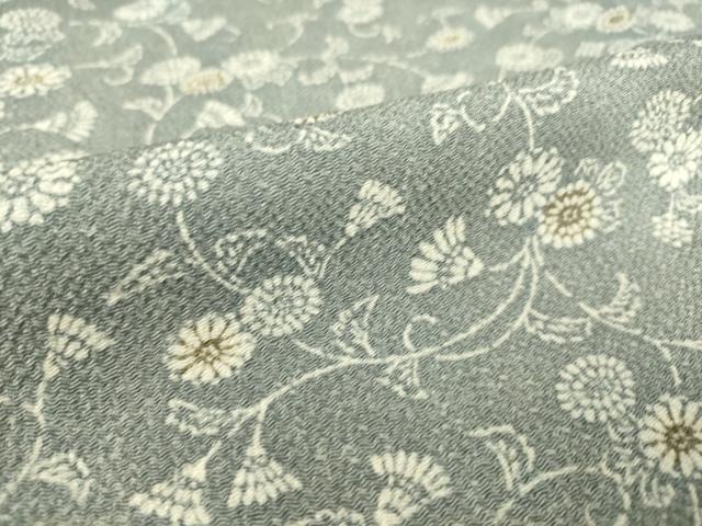 平和屋着物▽上質な小紋 単衣 菊唐草文 鬼しぼ縮緬 正絹 逸品 DAAS0200az