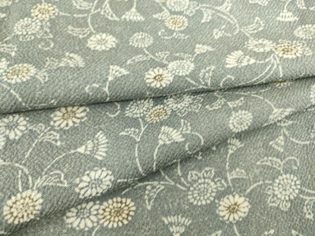 平和屋着物▽上質な小紋 単衣 菊唐草文 鬼しぼ縮緬 正絹 逸品 DAAS0200az
