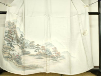 平和屋着物▽訪問着 単衣 作家物 風景花文 ホリケン謹製 正絹 逸品 未使用 DAAS0203az