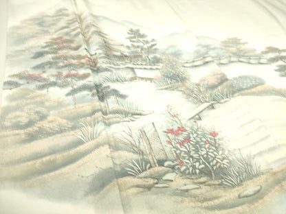 平和屋着物▽訪問着 単衣 作家物 風景花文 ホリケン謹製 正絹 逸品 未使用 DAAS0203az