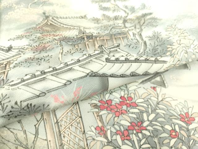 平和屋着物▽訪問着 単衣 作家物 風景花文 ホリケン謹製 正絹 逸品 未使用 DAAS0203az