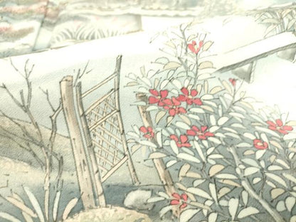 平和屋着物▽訪問着 単衣 作家物 風景花文 ホリケン謹製 正絹 逸品 未使用 DAAS0203az