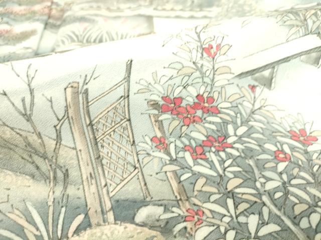 平和屋着物▽訪問着 単衣 作家物 風景花文 ホリケン謹製 正絹 逸品 未使用 DAAS0203az