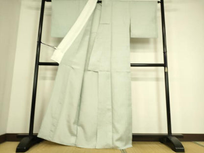 平和屋着物▽上質な色無地 結幡 単衣 千草鼠色 正絹 逸品 DAAS0222az