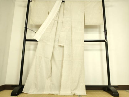 平和屋着物▽本塩沢 単衣 斜縞 110亀甲 正絹 逸品 DAAS0233az
