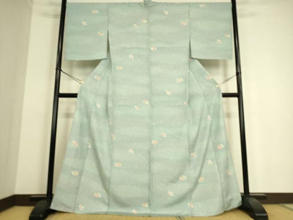 平和屋着物▽上質な小紋 単衣 扇面花文 正絹 逸品 DAAS0237az