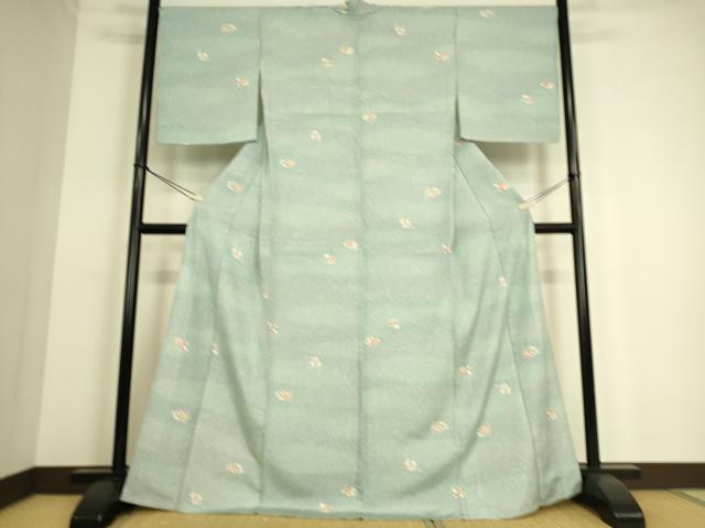 平和屋着物▽上質な小紋 単衣 扇面花文 正絹 逸品 DAAS0237az